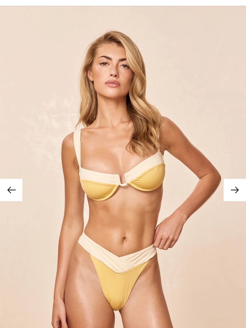 Monday Swimwear Cream and Yellow Two-Tone Underwire Bikini